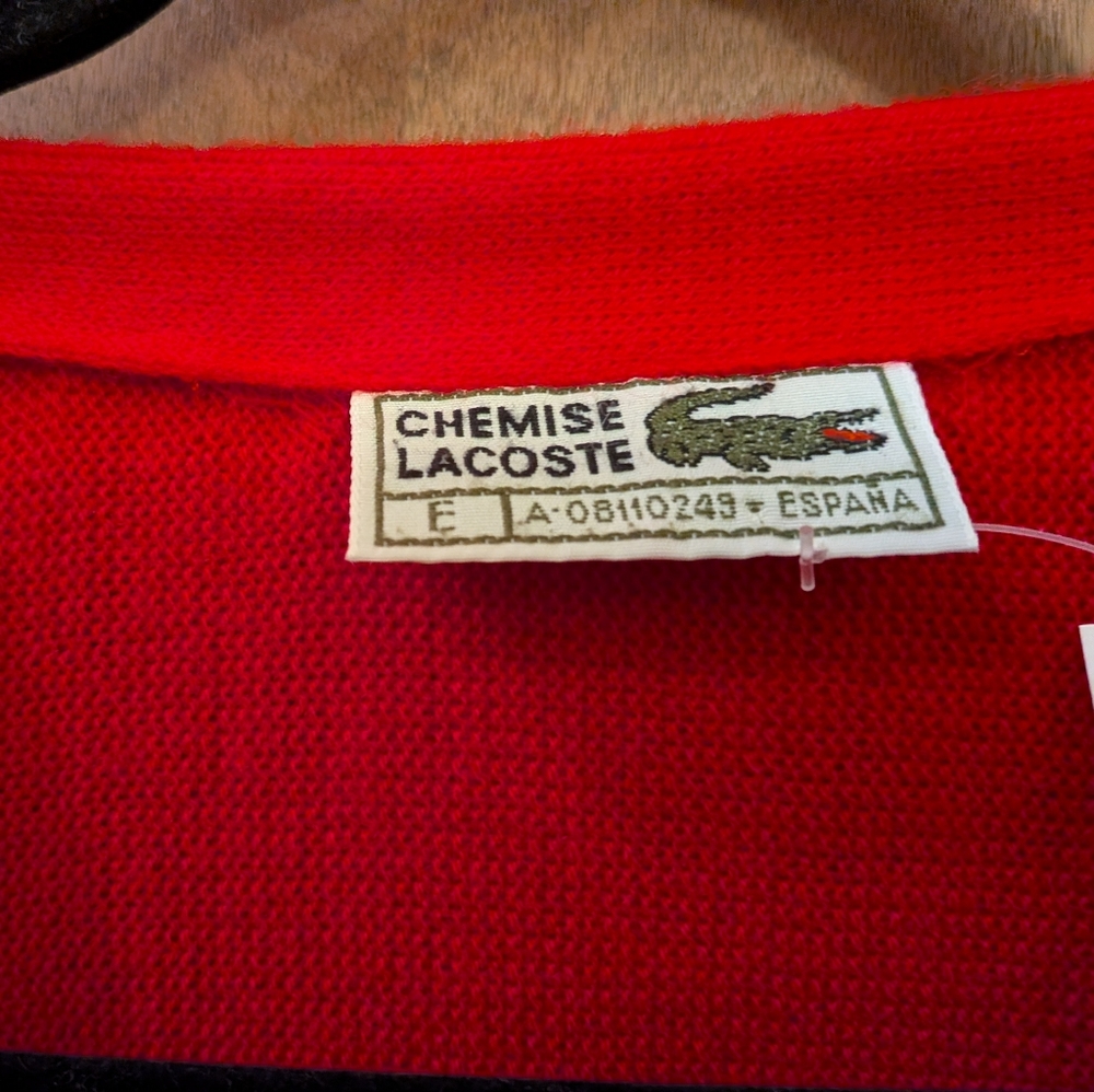 Lacoste Men's V-Neck Cardigan Sweater in Red - Picture 2 of 6